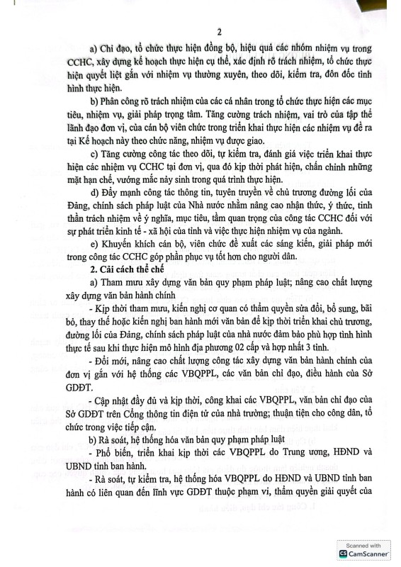 KẾ HOẠCH CẢI CÁCH HÀNH CHÍNH